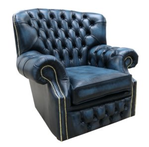 Chesterfield Monks High Back Wing Chair Antique Blue&hellip;