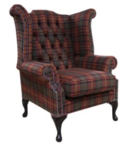 Designersofas4u Chesterfield queen anne wool tweed wing chair fireside high&hellip;