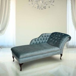 Chesterfield Velvet Chaise Lounge Day Bed Modena Lagoon Blue