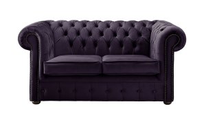 Chesterfield Velvet Fabric Sofa Malta Amethyst Purple 2 Seater