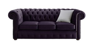 Chesterfield Velvet Fabric Sofa Malta Amethyst Purple 3 Seater