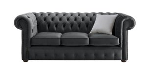 Designersofas4u Chesterfield velvet fabric sofa malta slate grey 3 seater