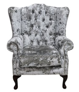 Designersofas4u Chesterfield velvet mallory queen anne high back wing chair&hellip;