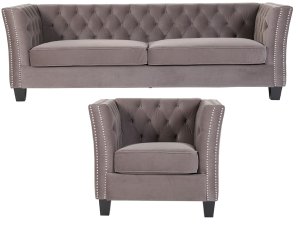 Designersofas4u Chesterfield york 3+1 seater flat pack sofa suite grey velvet