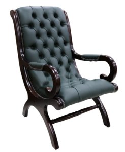 Chesterfield York Slipper Stand Chair Forest Green Leather