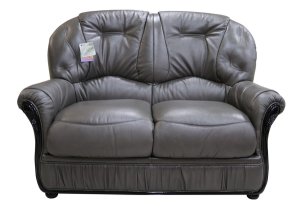 Debora Genuine Italian Leather 2 Seater Sofa Settee Dark Grey