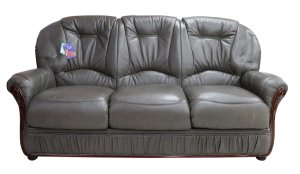 Debora Genuine Italian Leather 3 Seater Sofa Settee Dark Grey