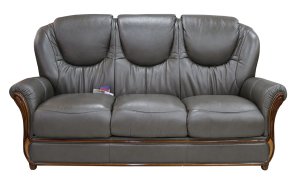 Juliet Genuine Italian Leather 3 Seater Sofa Settee Dark Grey
