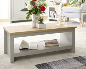 Designersofas4u Lancaster coffee table with shelf grey