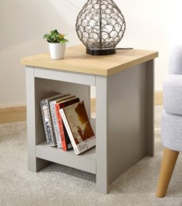 Designersofas4u Lancaster lamp table with shelf grey