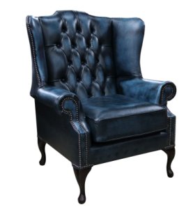 Rub Off Antique Blue Leather Chesterfield Bloomsbury Flat&hellip;