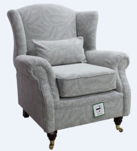 Wing Chair Fireside High Back Armchair Allegra Silver Fabric