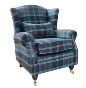 Designersofas4u Wing chair fireside high back armchair balmoral azure blue&hellip;