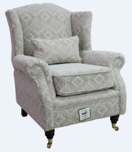 Wing Chair Fireside High Back Armchair Capella Oatmeal Fabric