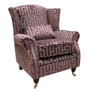 Designersofas4u Wing chair fireside high back armchair geometric amethyst&hellip;