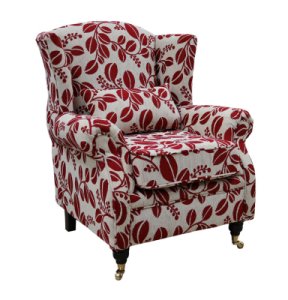 Wing Chair Fireside High Back Armchair Lillie Red Fabric
