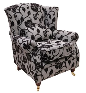 Wing Chair Fireside High Back Armchair Meghan Black Fabric