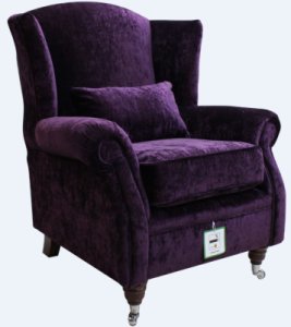 Wing Chair Fireside High Back Armchair Modena Aubergine Velvet&hellip;
