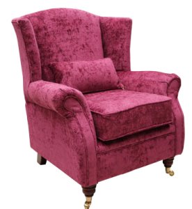 Wing Chair Fireside High Back Armchair Nuovo Mulberry Fabric