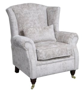 Wing Chair Fireside High Back Armchair Nuovo Stone Fabric