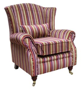 Designersofas4u Wing chair fireside high back armchair riga multi stripe