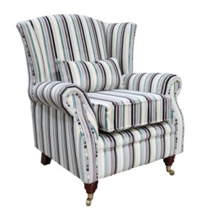 Designersofas4u Wing chair fireside high back armchair riga stripe ocean 44