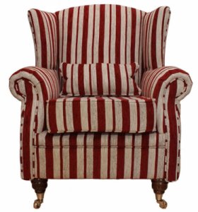 Designersofas4u Wing chair fireside high back armchair ruby stripe