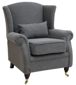 Designersofas4u Wing chair fireside high back armchair verity steel grey