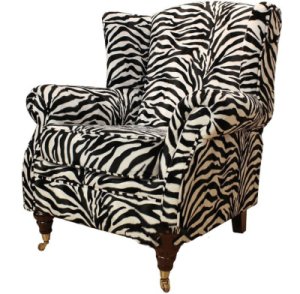 Designersofas4u Wing chair fireside high back armchair zebra