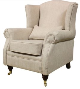 Wing Chair Fireside High Back Armchair Zoe Plain Biscuit