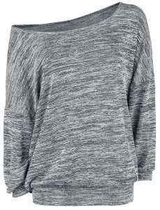 Forplay - Oversized Melange Wideneck Sweater - Girls sweatshirt - mottled grey