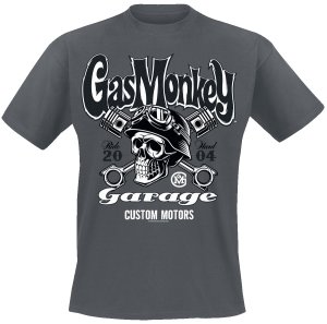 Gas Monkey Garage - Custom Motors Skull - T-Shirt - mottled dark grey