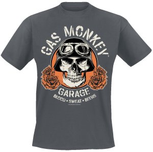 Gas Monkey Garage - Skull - T-Shirt - mottled dark grey