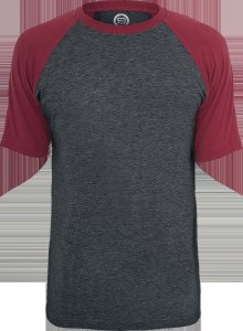 RED by EMP - Raglan Contrast Tee - T-Shirt - charcoal-burgundy
