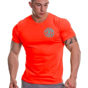Gold's Gym Basic Left Chest T-shirt, Orange/Turquoise
