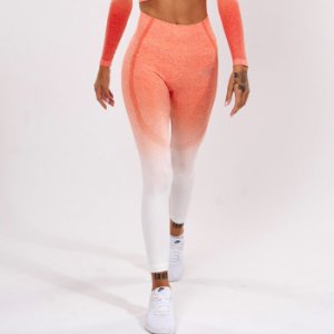 ICIW Ombre 7/8 Seamless Tights, Fire Orange