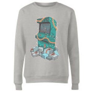 Geek Christmas Arcade tress women's sweatshirt - grey - s - grey