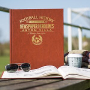 Signature Gifts Aston villa football newspaper book - brown leatherette
