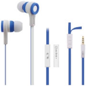 AV: Link Rubberised Tangle Free Cable Earphones with Mic - White/Blue