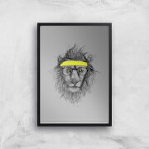 Balazs Solti Lion and Sweatband Art Print - A2 - Black Frame