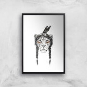 By Iwoot Balazs solti native lion art print - a2 - black frame