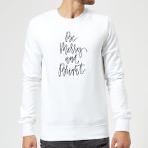 The Christmas Collection Be merry and bright sweatshirt - white - s - white