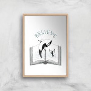 Believe Art Print - A4 - Wood Frame