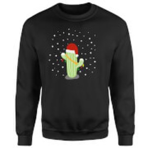 The Christmas Collection Cactus santa hat sweatshirt - black - s - black