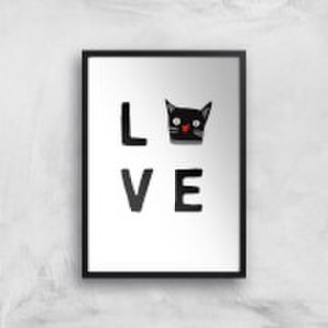 Cat Love Art Print - A4 - Black Frame
