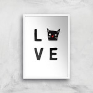 Cat Love Art Print - A4 - White Frame