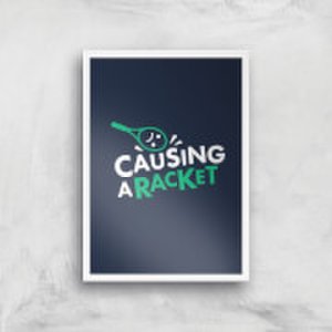 By Iwoot Causing a racket art print - a2 - white frame