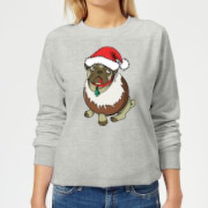 The Christmas Collection Christmas puggin women's sweatshirt - grey - l - grey