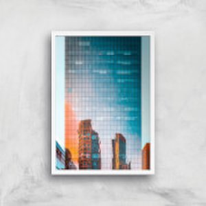 City Reflection Giclee Art Print - A2 - White Frame