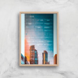 By Iwoot City reflection giclee art print - a2 - wooden frame